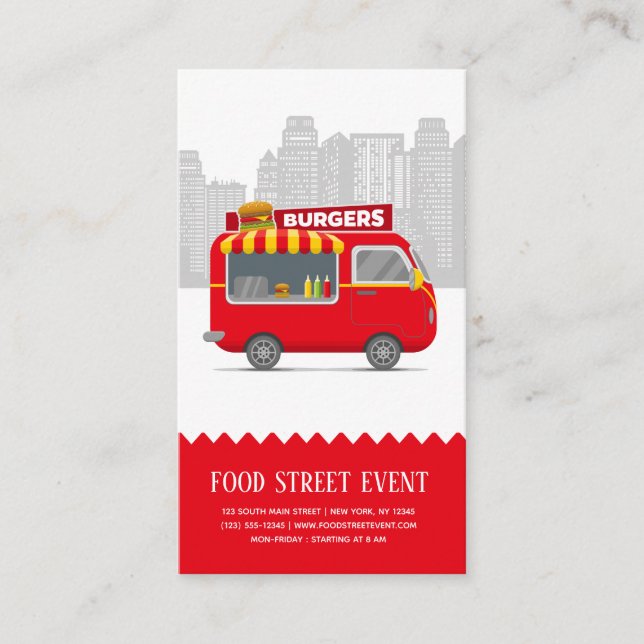 Food truck burgers hamburgers business card (Front)