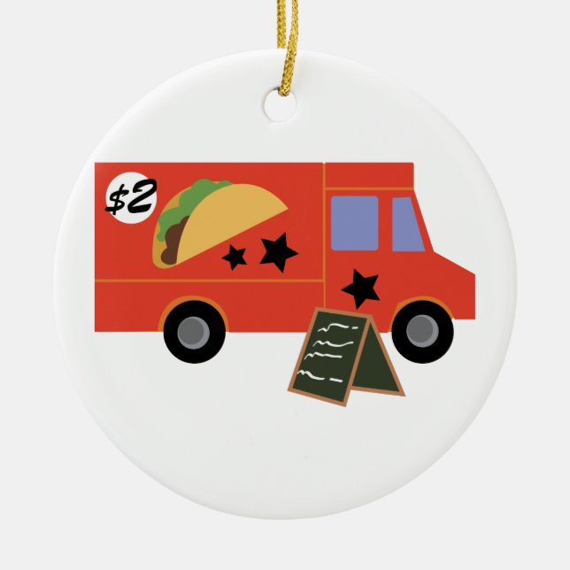 Food Truck Ceramic Tree Decoration (Front)