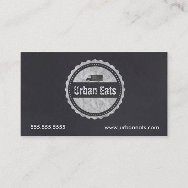 Food Truck Chalkboard Business Card Template (Front)