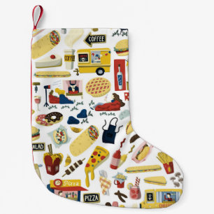 Food Truck Fest: Cartoon Pattern Small Christmas Stocking