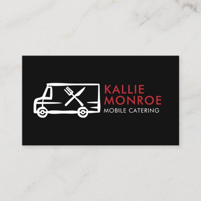 Food Truck Logo Business Cards (Front)