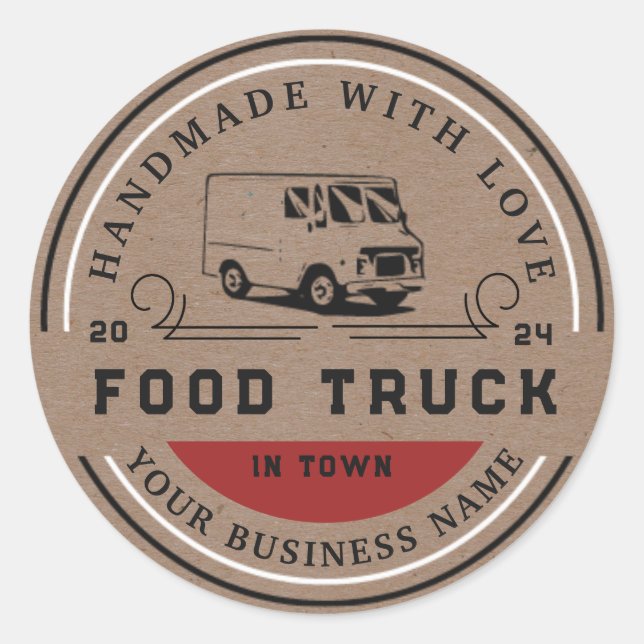 Food truck logo label kraft paper (Front)