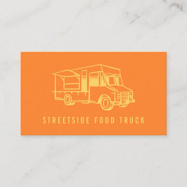 Food Truck Logo Orange Business Card (Front)