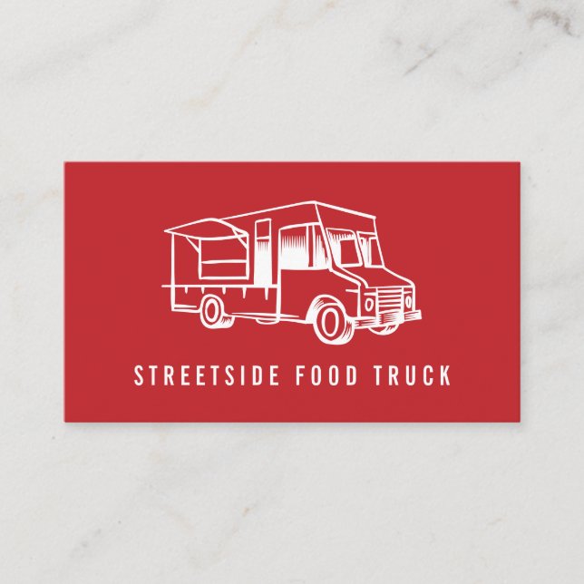 Food Truck Logo Red Business Card (Front)