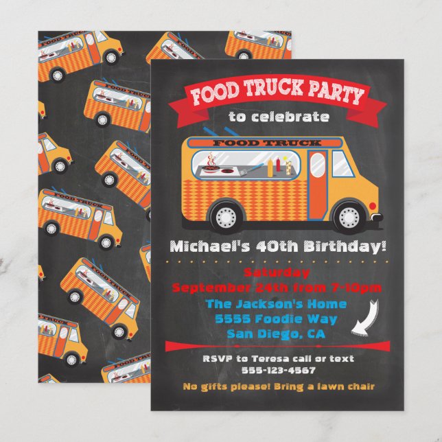 Food Truck Party Invitations (Front/Back)