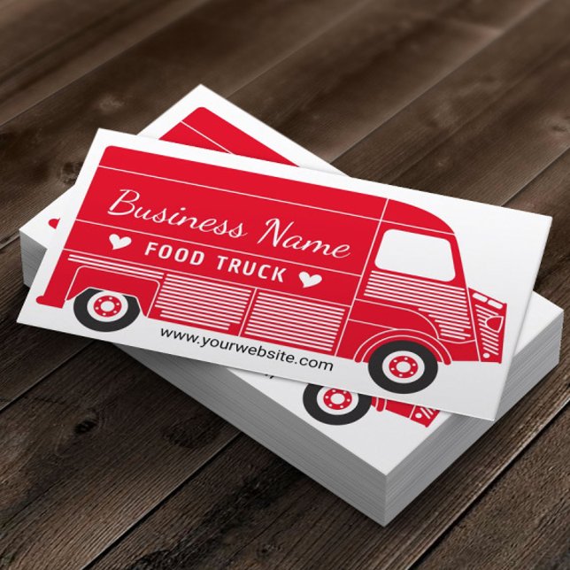 Food Truck Plain Red Catering Business Card (Creator Uploaded)