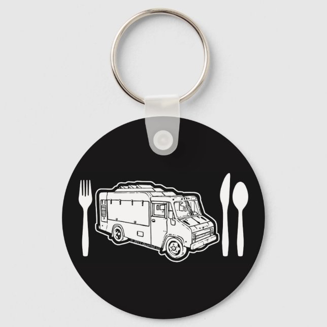 Food Truck Plate & Utensils Key Ring (Front)