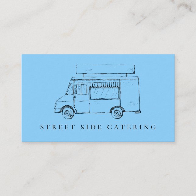 Food Truck Sky Blue Business Cards (Front)