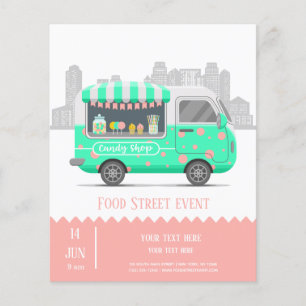 Food truck street candy shop flyer