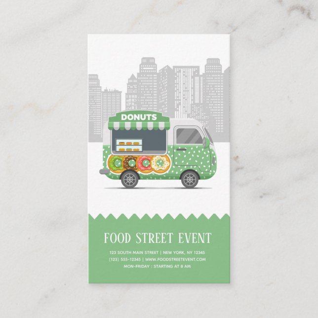 Food truck street doughnuts business card (Front)