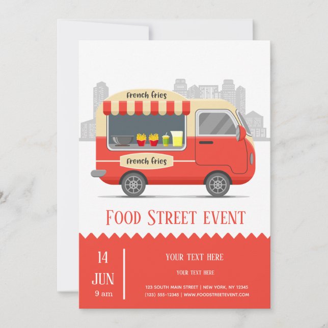 Food truck street french fries invitation (Front)