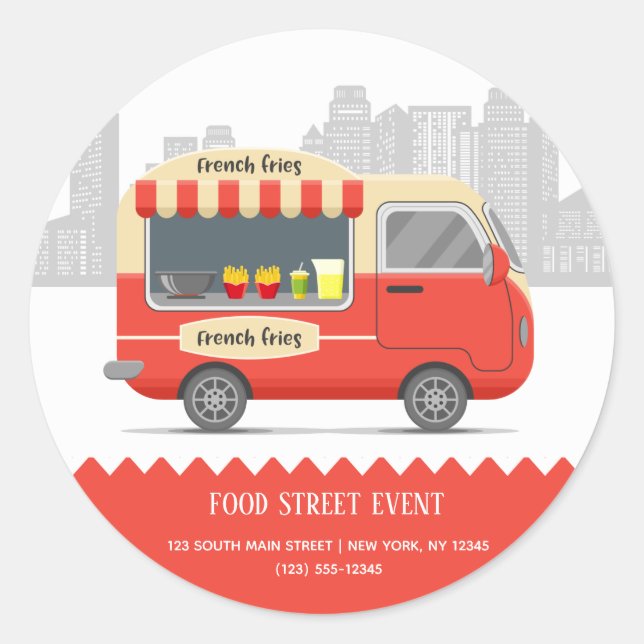 Food truck street french fries snack classic round sticker (Front)