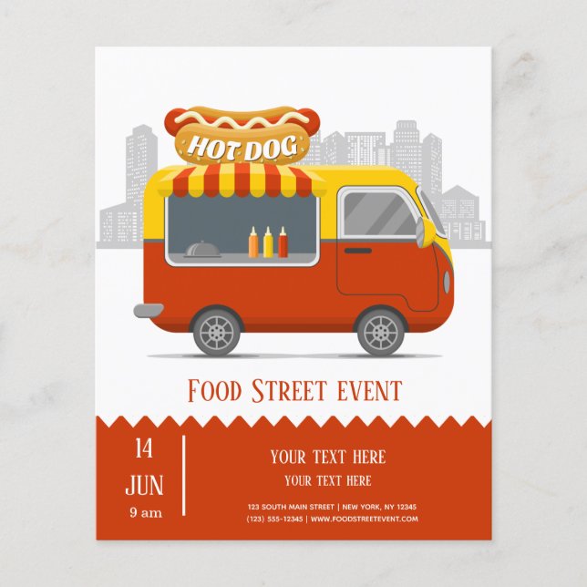 Food truck street hotdog flyer (Front)