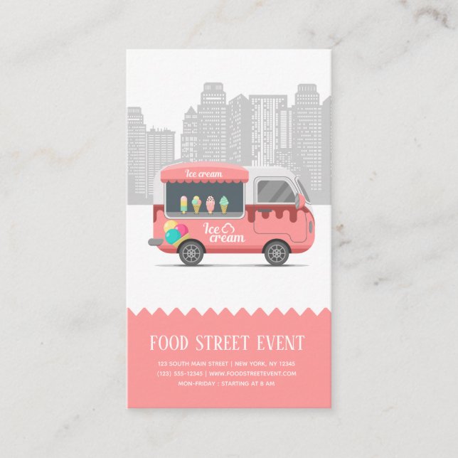 Food truck street ice cream business card (Front)