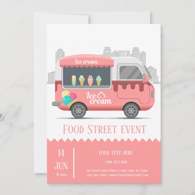 Food truck street ice cream invitation (Front)