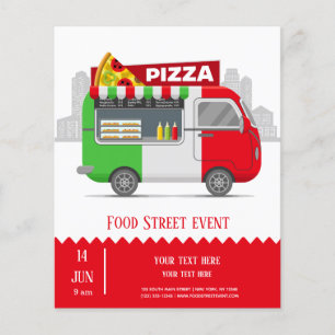 Food truck street pizza flyer