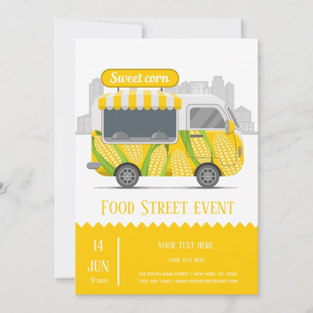 Food truck street sweet corn invitation (Front)