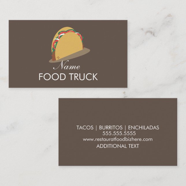 Food Truck Taco Logo Business Card (Front/Back)