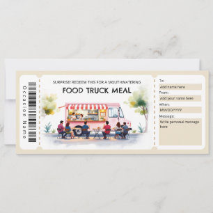  Food Truck Ticket Gift Certificate Invitation