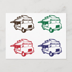 Food Trucks Four Colour Design Postcard