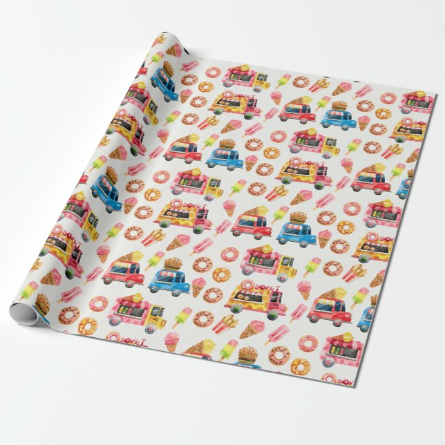 Food Trucks Wrapping Paper (Unrolled)