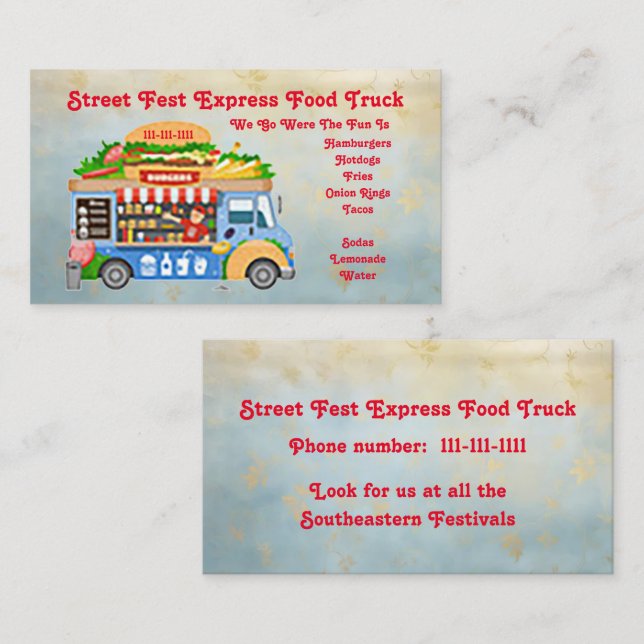 Food Van/Truck Business Card (Front/Back)