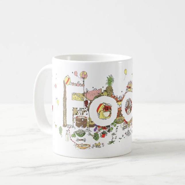 Food Word Art Colourful Funny Baking Typography Coffee Mug (Front Left)