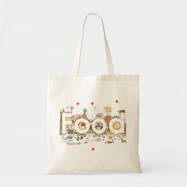 Food Word Art Colourful Funny Baking Typography Tote Bag (Front)