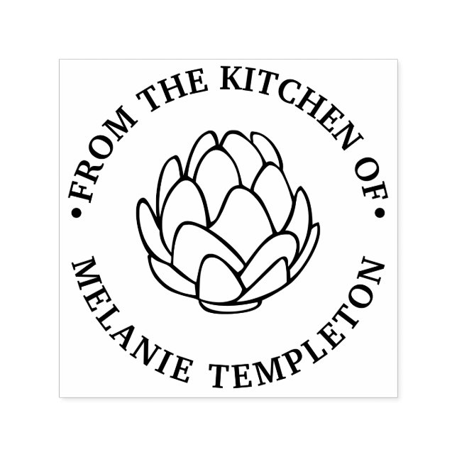 Foodie Artichoke “From the kitchen of” Name Self-inking Stamp (Design)