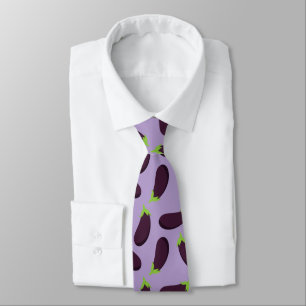 Foodie Aubergine Eggplant Patterned Purple Tie