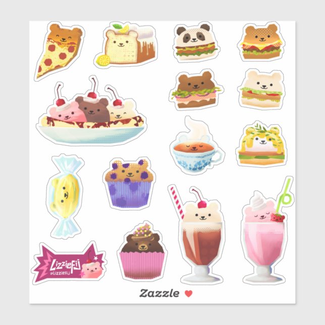 Foodie bears - medium sticker set (Sheet)