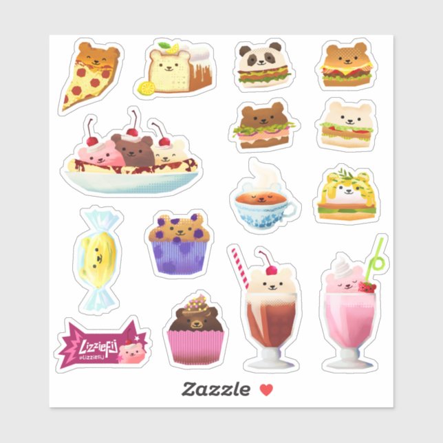 Foodie bears - small sticker set (Sheet)