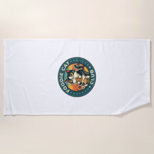 Foodie Cat Cute Kitty Design - Foodie Cat Club_1 Beach Towel