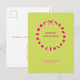 Foodie Christmas Wreath Editable Colour Festive Holiday Postcard