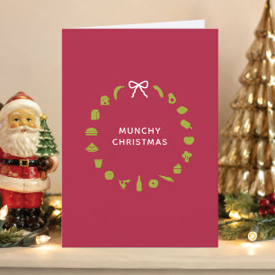 Foodie Christmas Wreath Editable Colour Folded Holiday Card
