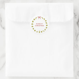 Foodie Christmas Wreath Editable Colour Party Classic Round Sticker