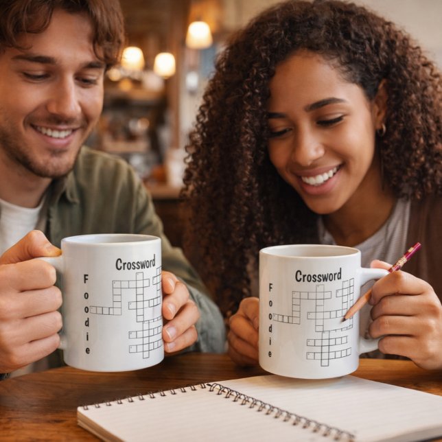 Foodie Crossword Puzzle | Interactive Brain Teaser Coffee Mug (Creator Uploaded)