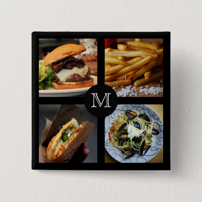 Foodie custom monogram button 3 (Front)