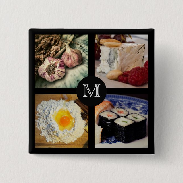 Foodie custom monogram button 5 (Front)