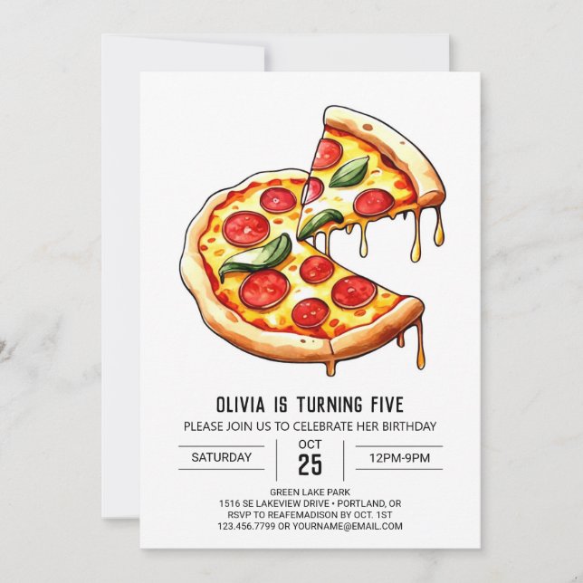 Foodie Custom Pizza Birthday Invitation (Front)