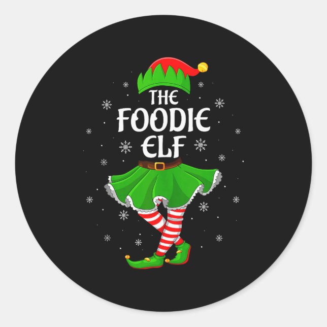 Foodie Elf Christmas Family Girls Women Elf Squad  Classic Round Sticker (Front)