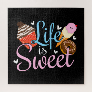 Foodie Life is Sweet Baking Quote - Cupcake Art Jigsaw Puzzle