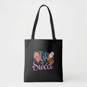 Foodie Life is Sweet Baking Quote - Cupcake Art Tote Bag
