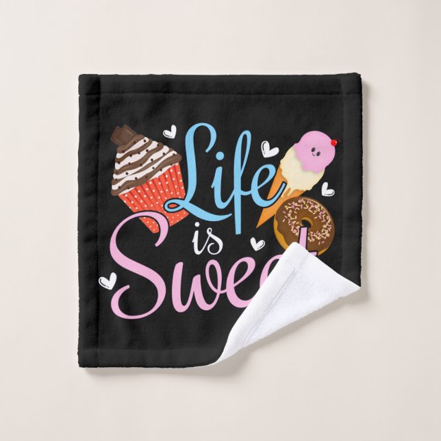 Foodie Life is Sweet Baking Quote - Cupcake Art Wash Cloth (Wash Cloth)