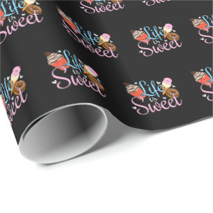 Foodie Life is Sweet Baking Quote - Cupcake Art Wrapping Paper