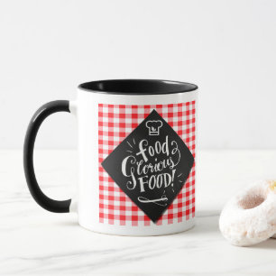 Foodie Lovers Chalkboard Typography Red Checks Mug