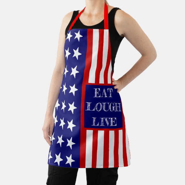 Foodie Quotes & Sayings Personalised Name USA Flag Apron (Insitu)