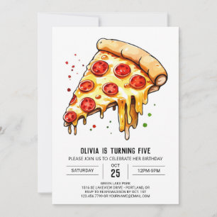 Foodie Simple Pizza Birthday Invitation