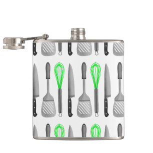 Foodie tools Pattern Spatula Knife Whisk Hip Flask