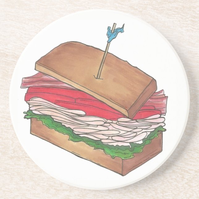 Foodie Turkey Club Sandwich Shop Diner Deli Lunch Coaster (Front)